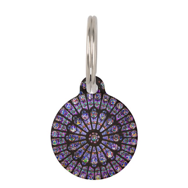 Notre Dame Cathedral Paris Rose Window Pet Tag (Front)