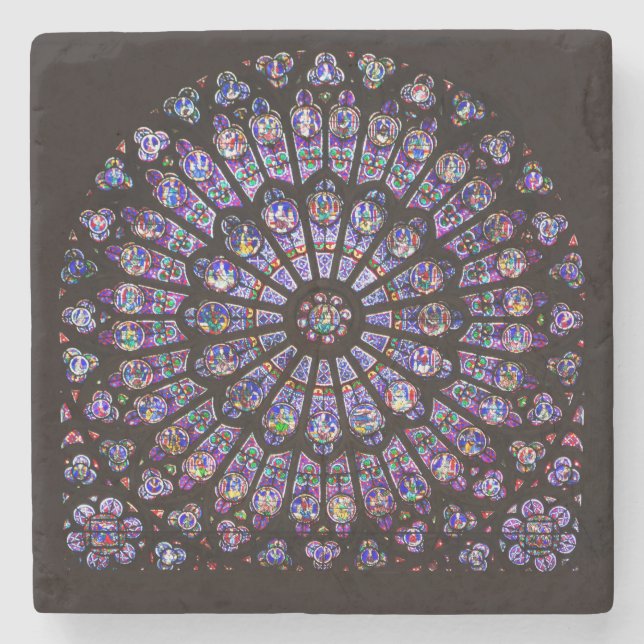 Notre Dame Cathedral Paris Rose Window Stone Coaster (Front)