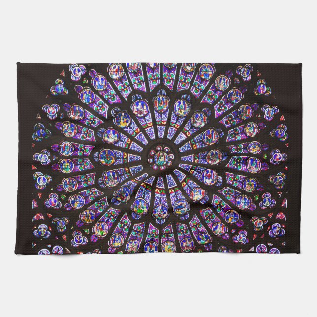 Notre Dame Cathedral Paris Rose Window Tea Towel (Horizontal)