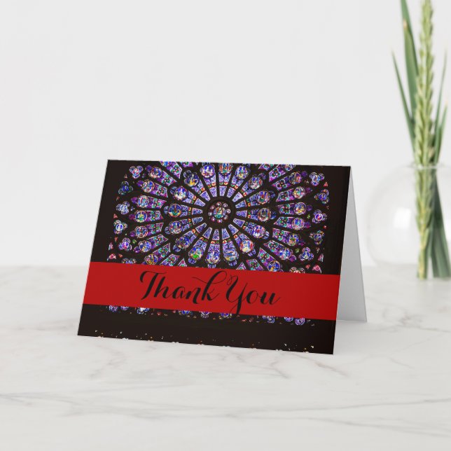Notre Dame Cathedral Paris Rose Window Thank You Card (Front)