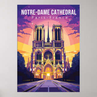 Notre-Dame Cathedral, travel art poster