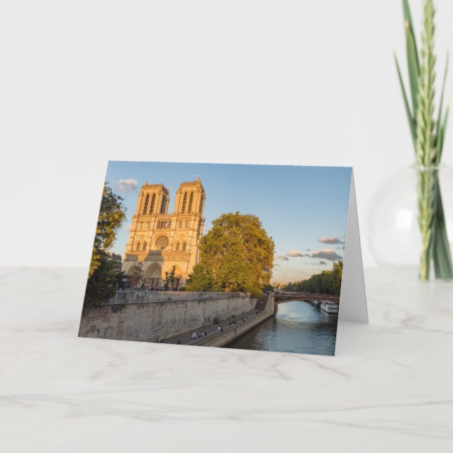 Notre Dame de Paris at Golden Hour - Paris, France Card (Front)