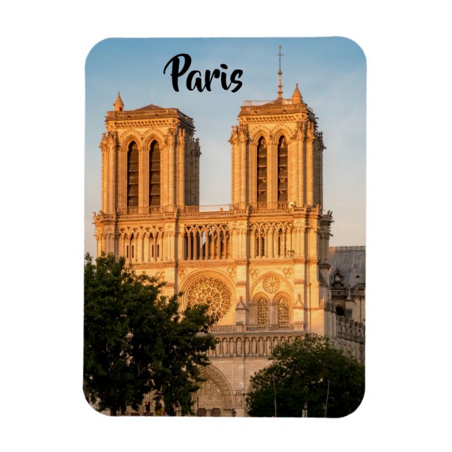 Notre Dame de Paris at Golden Hour - Paris, France Magnet (Vertical)