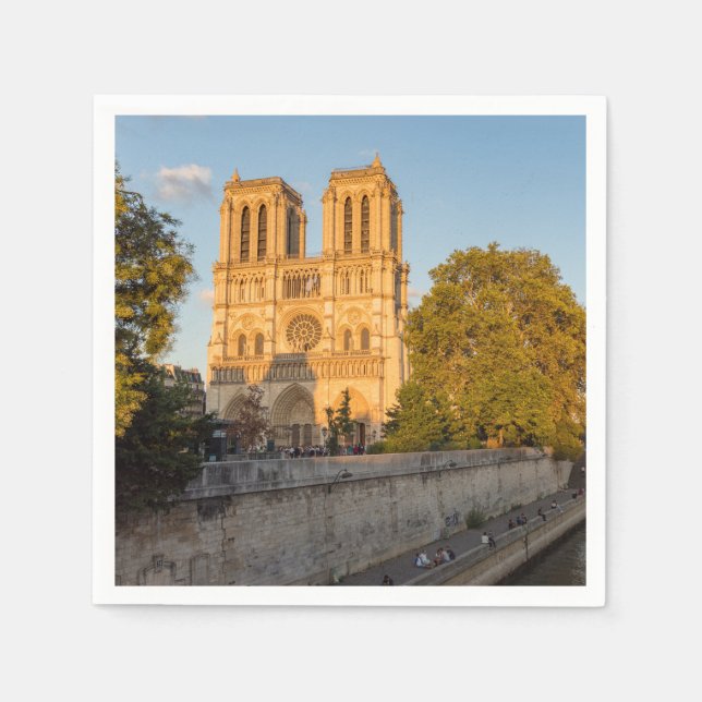 Notre Dame de Paris at Golden Hour - Paris, France Napkin (Front)