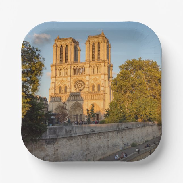 Notre Dame de Paris at Golden Hour - Paris, France Paper Plate (Front)