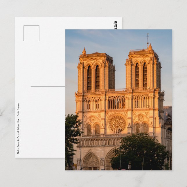 Notre Dame de Paris at Golden Hour - Paris, France Postcard (Front/Back)