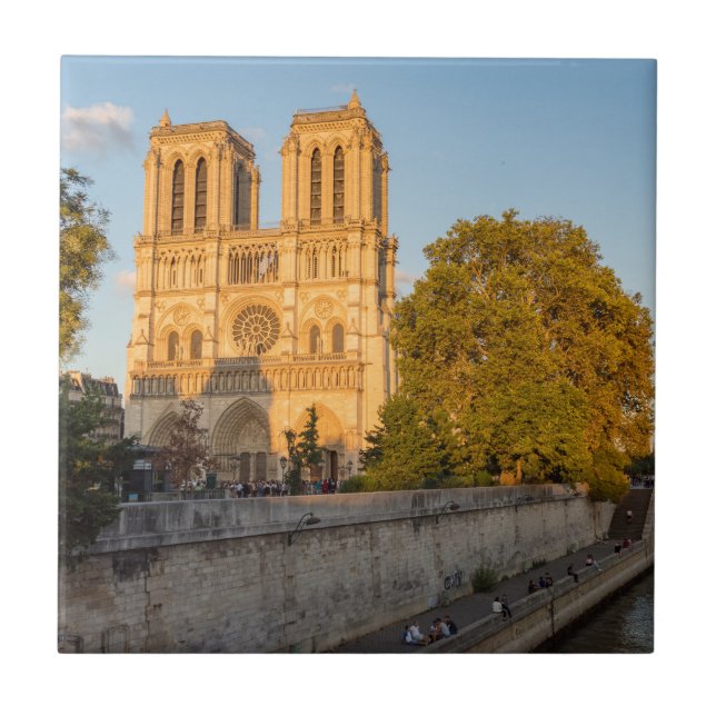 Notre Dame de Paris at Golden Hour - Paris, France Tile (Front)