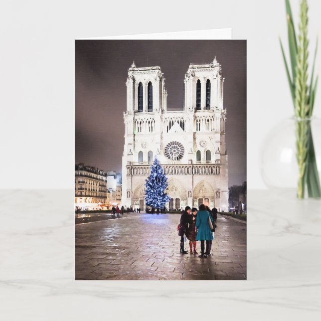 Notre Dame de Paris by Night Holiday Card (Front)