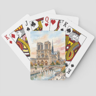 Notre Dame de Paris Cathedral Watercolor Travel Playing Cards