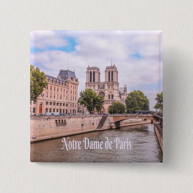 Notre Dame de Paris France Catholic cathedral 15 Cm Square Badge (Front)