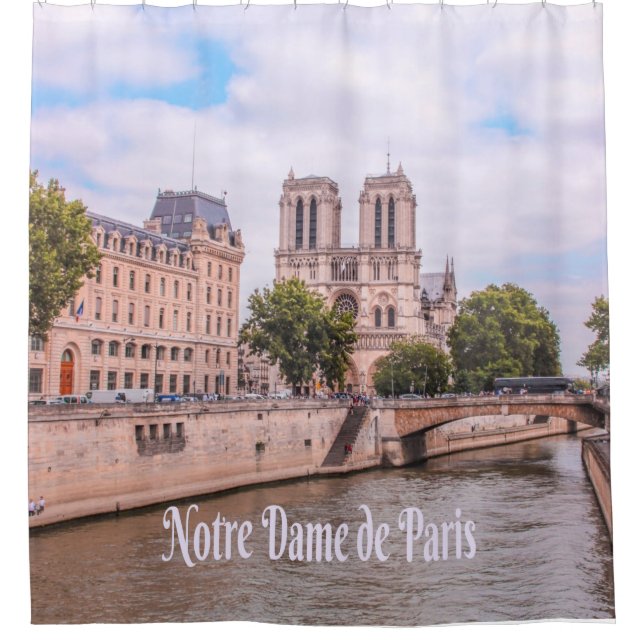 Notre Dame de Paris France Catholic cathedral Shower Curtain (Front)