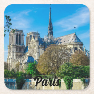 Notre Dame de Paris in France Square Paper Coaster