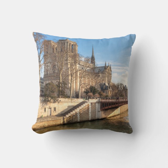 Notre Dame de Paris In The Winter Sun Cushion (Front)