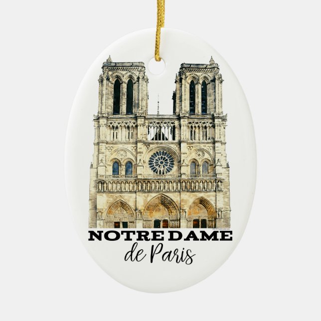 Notre-Dame de Paris Souvenir France Cathedral Ceramic Tree Decoration (Front)