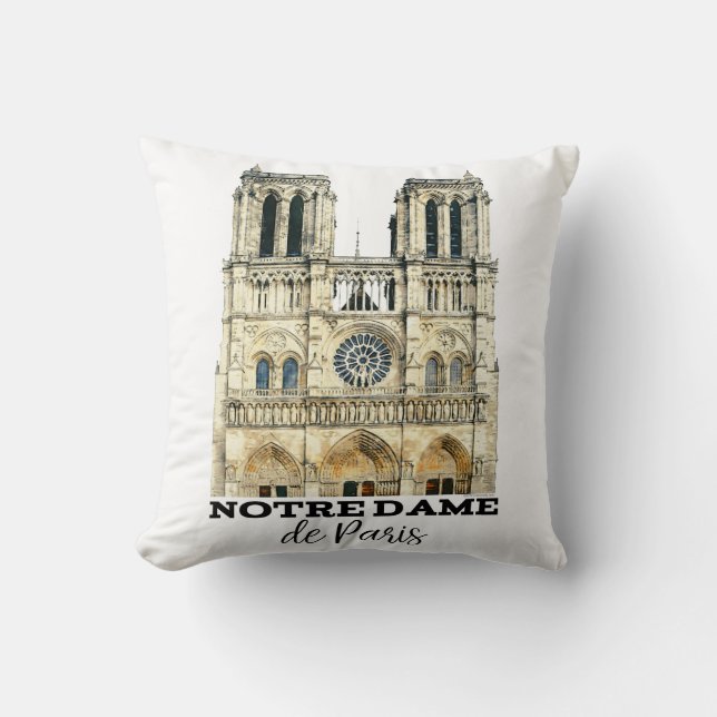 Notre-Dame de Paris Souvenir France Cathedral Cushion (Front)