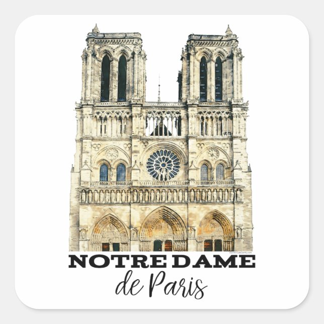 Notre-Dame de Paris Souvenir France Cathedral Square Sticker (Front)