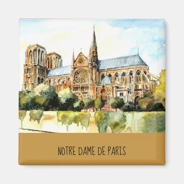 Notre Dame De Paris Travel Photo Add Text Fridge Magnet (Front)