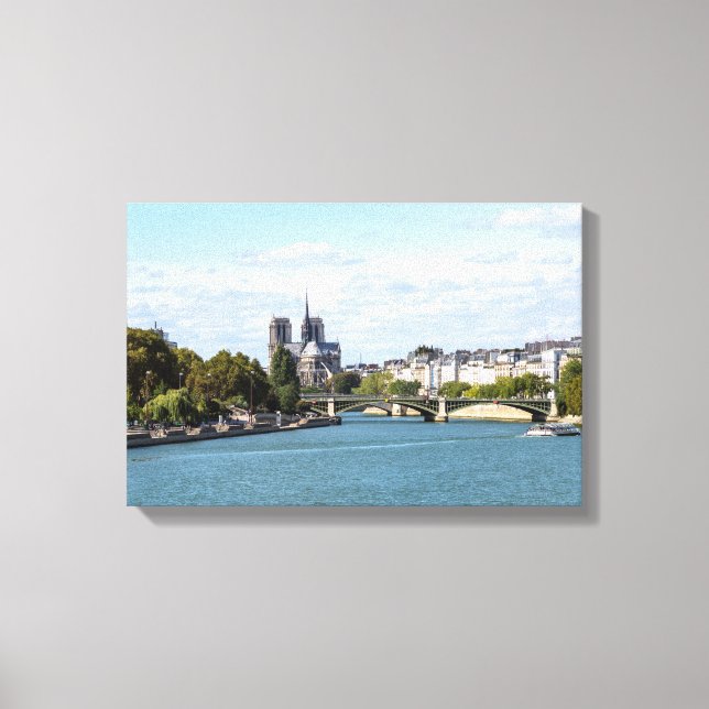 Notre Dame de Paris view from Pont d'Austerlitz Canvas Print (Front)