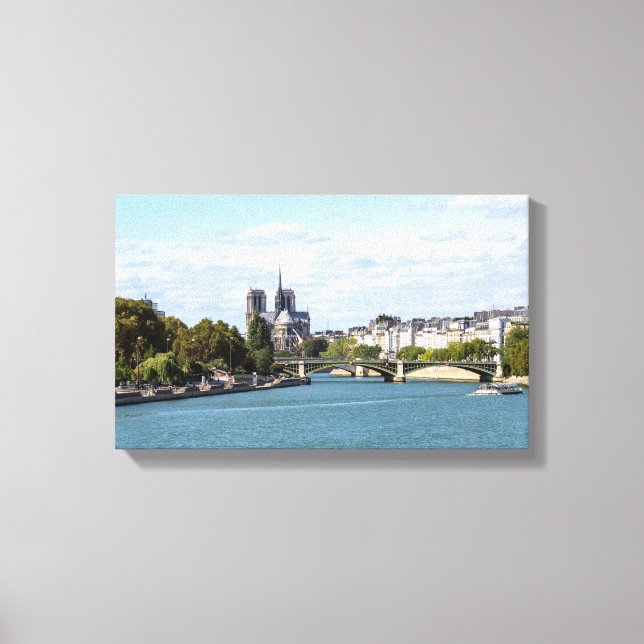 Notre Dame de Paris view from Pont d'Austerlitz Canvas Print (Front)