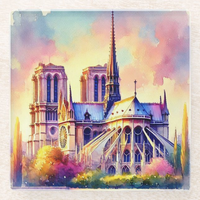 Notre-Dame fire Glass Coaster (Front)