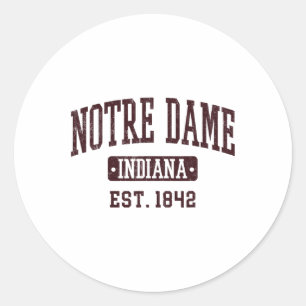 Notre Dame Indiana In Vintage Athletic Varsity Spo Classic Round Sticker