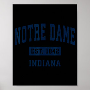 Notre Dame Indiana In Vintage Navy 90s Style Srts  Poster