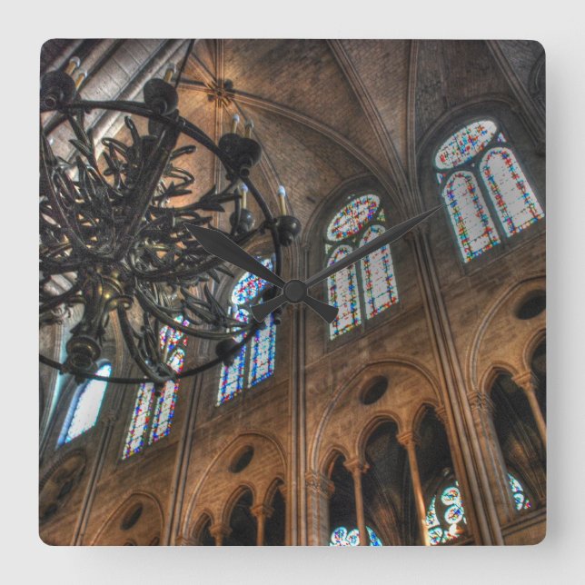 Notre Dame interior Square Wall Clock (Front)