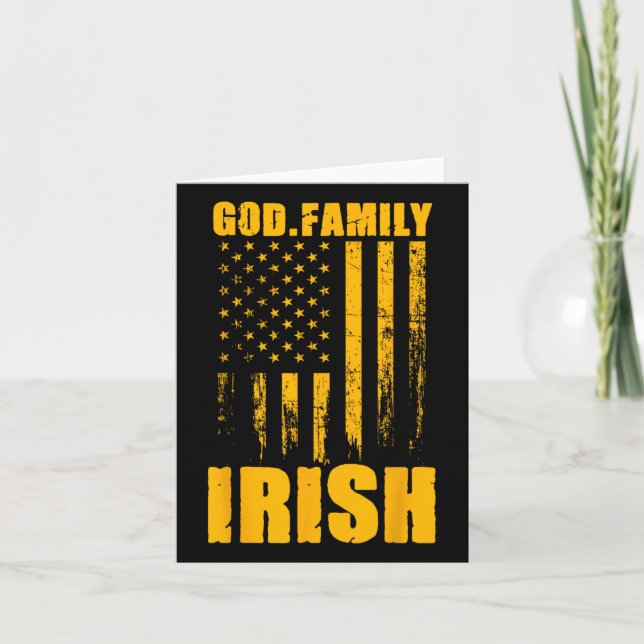 Notre Dame Irish God. Family. Vintage Usa Flag  Card (Front)