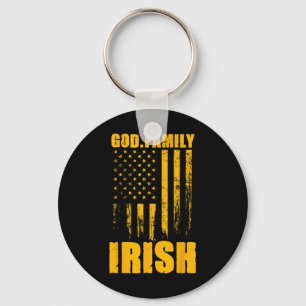 Notre Dame Irish God. Family. Vintage Usa Flag Key Ring