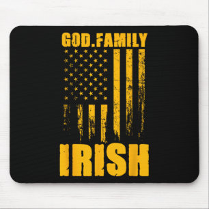 Notre Dame Irish God. Family. Vintage Usa Flag Mouse Mat