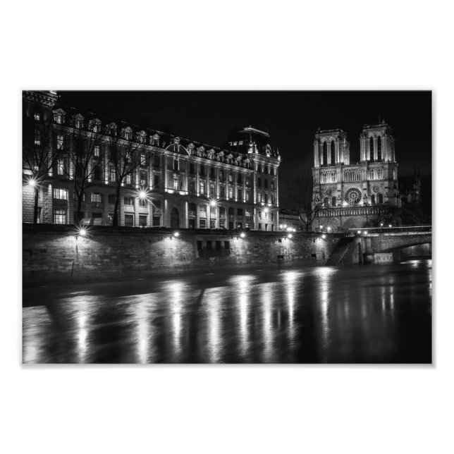 Notre Dame Paris Black and White - Photo Print (Front)