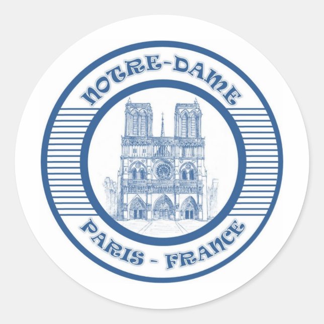 NOTRE-DAME PARIS BLUE CLASSIC ROUND STICKER (Front)