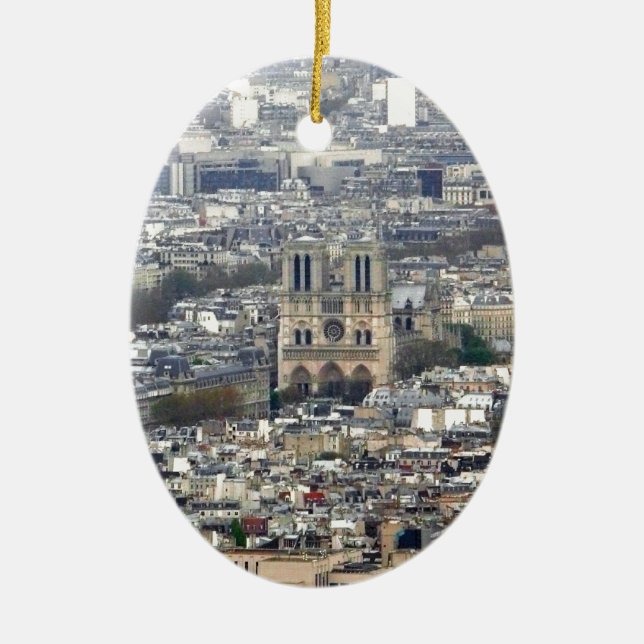 Notre Dame Paris France Ceramic Tree Decoration (Front)