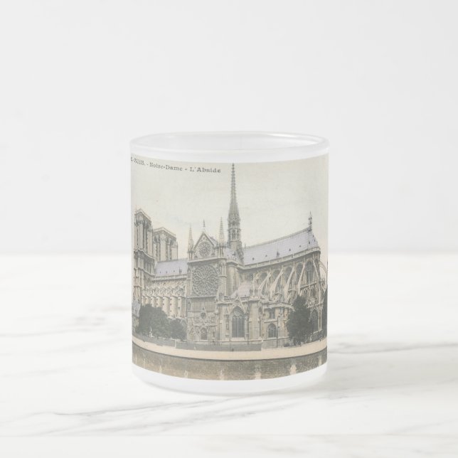 Notre Dame, Paris Vintage Frosted Glass Coffee Mug (Center)