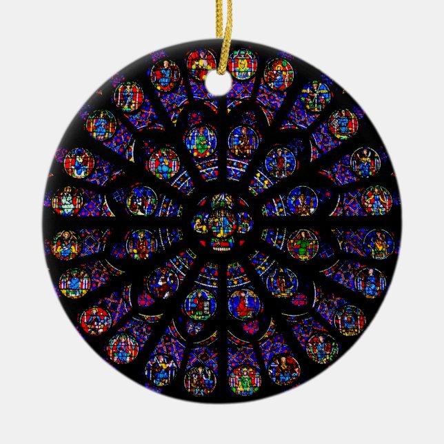 Notre Dame South Rose Window Ceramic Tree Decoration (Front)