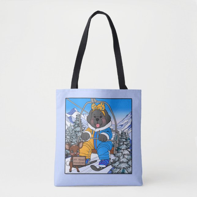 Notta Bear Mt. Hood Meadows Newfoundland Ski Lift  Tote Bag (Front)