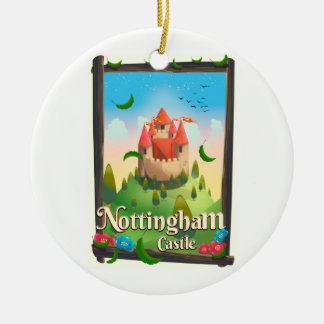 Nottingham castle travel poster ceramic tree decoration