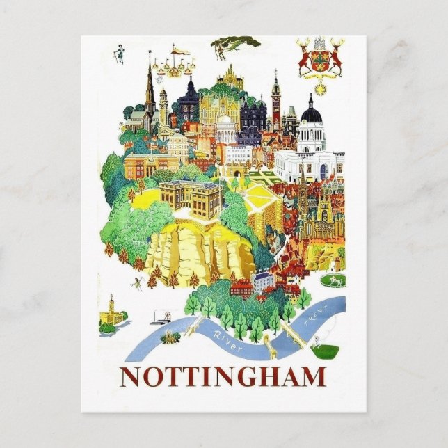 Nottingham city, houses, Great Britain, vintage Postcard (Front)