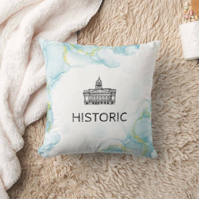Nottingham Tone Watercolor Throw Pillow  (Blanket)