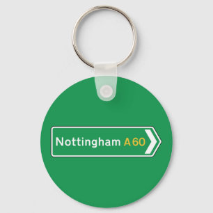 Nottingham, UK Road Sign Key Ring