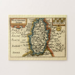 Nottinghamshire County England Old Antiquarian Map Jigsaw Puzzle