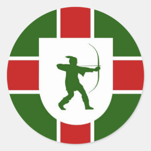 nottinghamshire region flag england robin hood classic round sticker