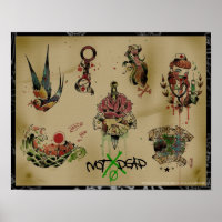 NOTxDEAD tattoo flash poster