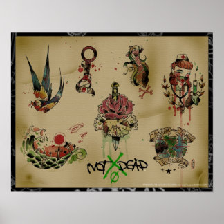 NOTxDEAD tattoo flash poster