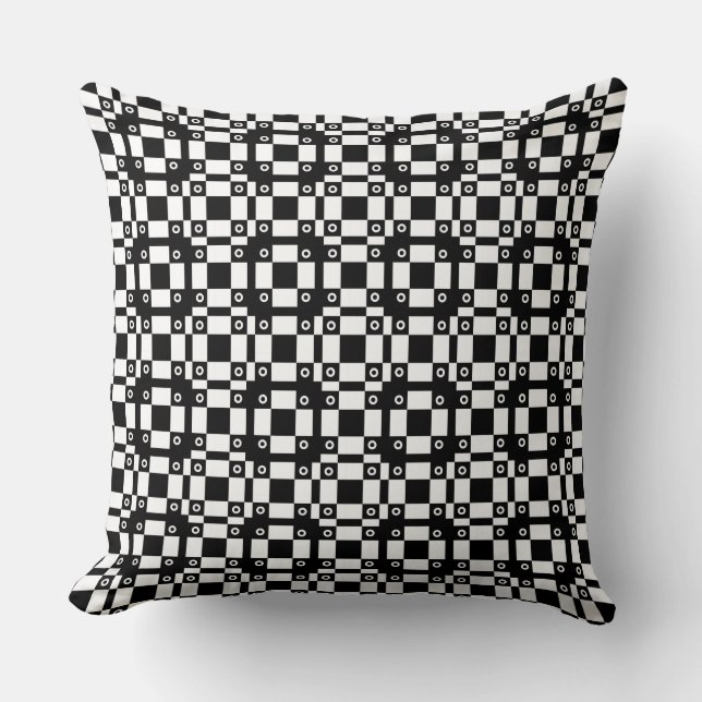Noughts And Squares Black White Cushion (Front)