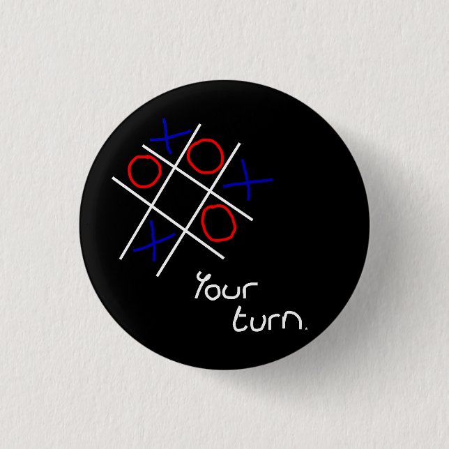 Noughts & Crosses (Tic-tac-toe) 3 Cm Round Badge (Front)