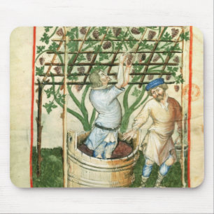 Nouv Acq Lat Gathering and pressing grapes Mouse Mat