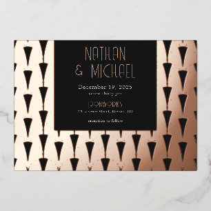 Nouveau Art Deco Rose Foil Invitation