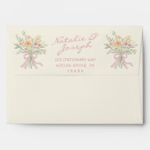 Nouveau Art Hand Drawn Floral Bouquet Wedding