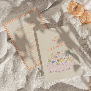 Nouveau Art Hand Drawn Watercolor Wedding Details Enclosure Card